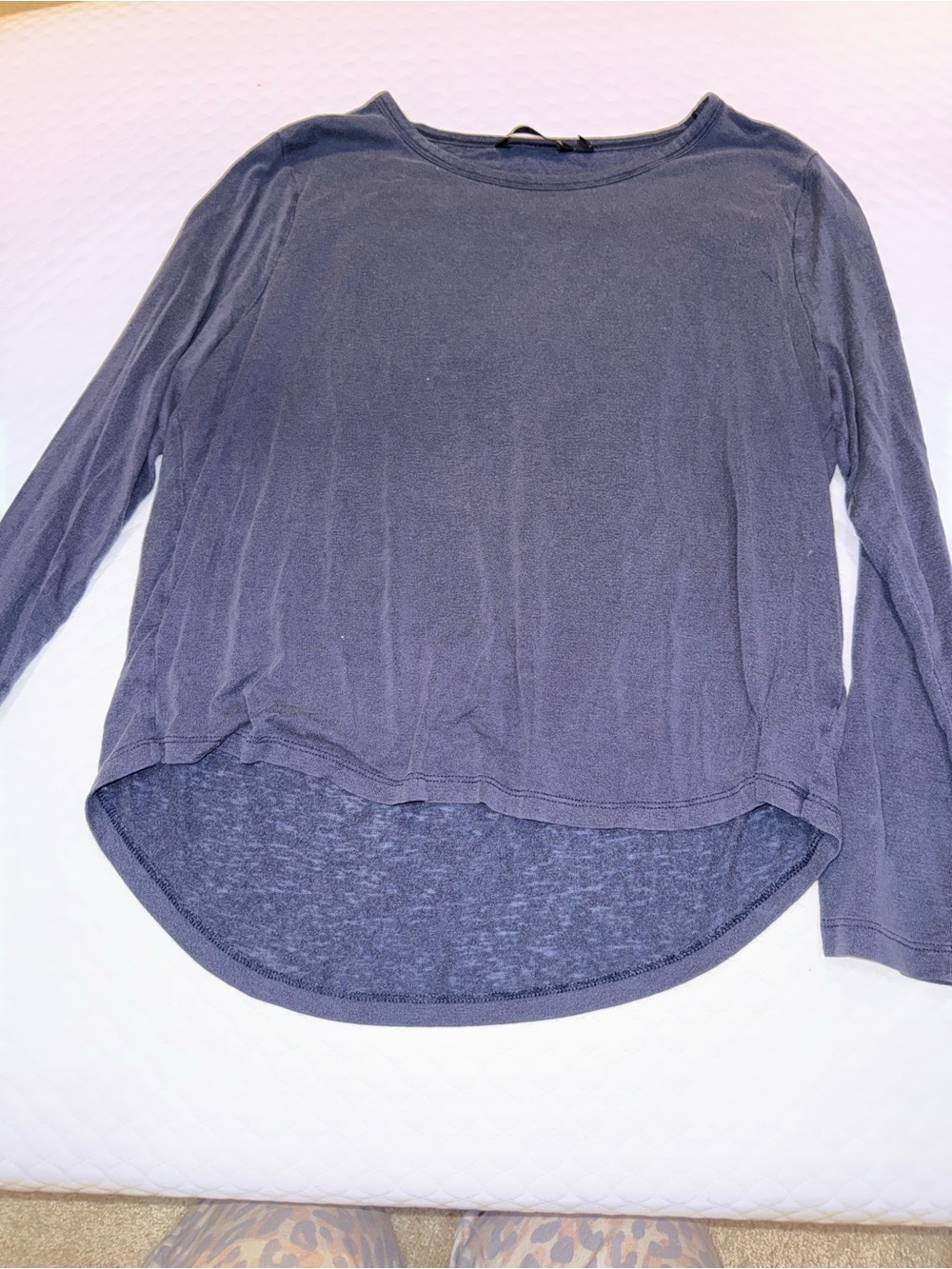 Athleta Long Sleeve Raw-Edge Hi-Lo Top - Dusty Blue